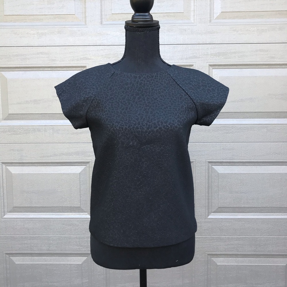 Alice & Olivia NWT Black Zipper Animal Print Top Sz XS$245